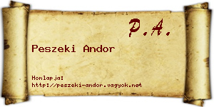 Peszeki Andor névjegykártya